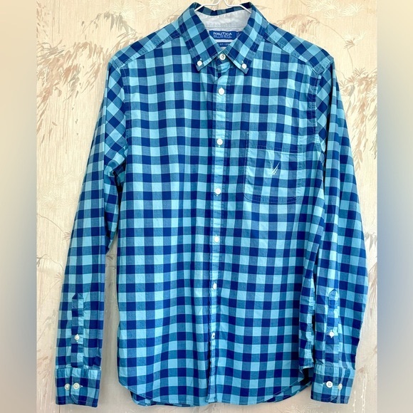 Nautica Other - 🦃 Men’s Nautica Classic Fit Stretch Blue Plaid Button Down S